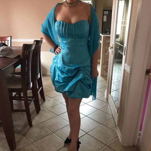 Puffy teal dress - Picture 2 of 2